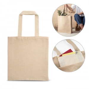 PADOVA. Saco em juco (275 g/m�) com bolso interior em 100% algod�o (120 g/m�)