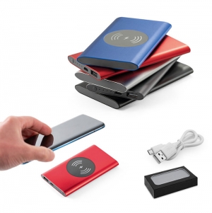 CASSINI. Power bank 4'000 mAh com carregador wireless 5W em alum�nio reciclado (100% rAL)