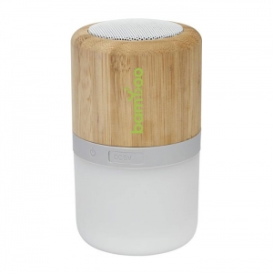 Coluna Bluetooth� em bambu com luz 'Aurea'