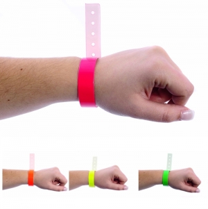 Pulseira de identifica��o inviol�vel fluorescente em vinil