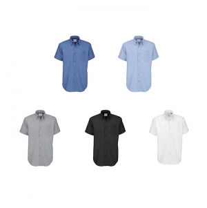 Camisa B&C Oxford manga curta Homem - 70% Algod�o escovado/