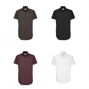 Camisa B&C Black Tie manga curta Homem - 97% Algod�o escovad