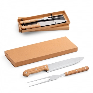 SALSA. Conjunto de 2 pe�as para barbecue em bambu e a�o inoxid�vel