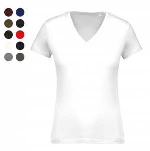 T-SHIRT DE SENHORA EM ALGOD�O BIOL�GICO COM DECOTE V
