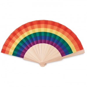 BOWFAN Leque manual madeira arco-�ris