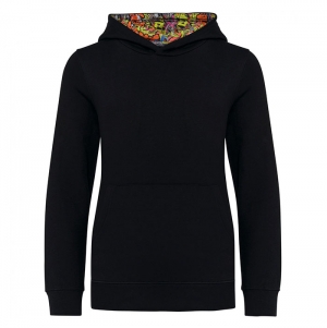 Sweatshirt com capuz em contraste estampado de crian�a