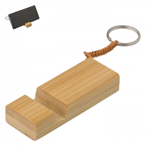 Suporte telem�vel em bambu com porta-chaves. Kian