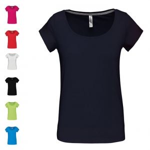 T-shirt de senhora de manga curta decote � barco