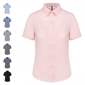 CAMISA DE SENHORA MANGA CURTA EM OXFORD TRATAMENTO F�CI
