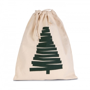 SACO DE ALGOD�O COM CORD�O, MOTIVO �RVORE DE NATAL.
