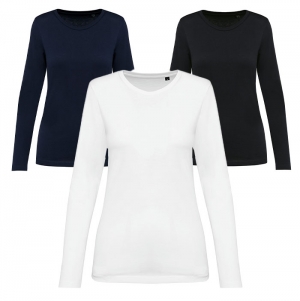 T-shirt Supima� decote redondo e manga comprida de senhora