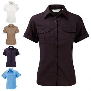 CAMISA DE SENHORA DE MANGA CURTA AJUST�VEL