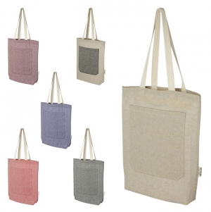 Saco de algod�o reciclado de 150 g/m� de 9 L com bolso frontal 'Pheebs'