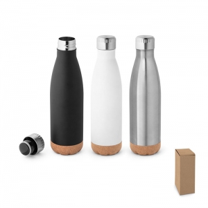 SOLBERG. Garrafa t�rmica em a�o inoxid�vel e base em corti�a 560 mL