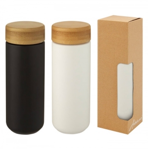 Copo t�rmico de cer�mica de 300 ml com tampa de bambu 'Lumi'