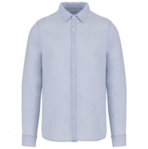 Camisa em algod�o twill com aspecto lavado de homem