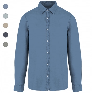 CAMISA EM ALGOD�O TWILL COM ASPECTO LAVADO DE HOMEM