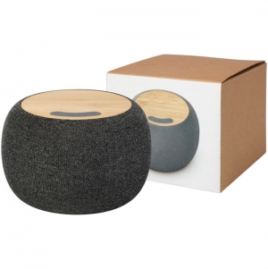 Coluna Bluetooth� e base de carregamento sem fios de RPET/bambu 'Ecofiber'