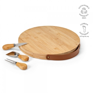 T�bua Duchamp Bambu com Utens�lios para Queijo