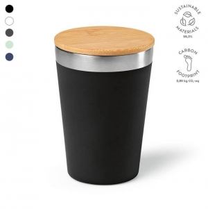 Copo de Viagem Don rInox e Tampa Bambu 400ml. Isolamento a V�cuo