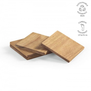 Bases para Copos Vel�zquez Madeira de Ac�cia. Conjunto de 4