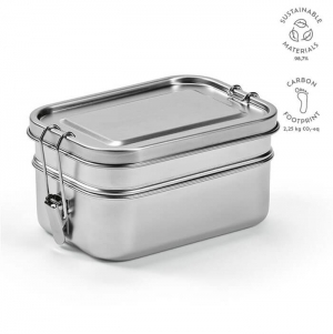 Lancheira Picasso rInox 1240ml. 2 Compartimentos e Fechos Laterais