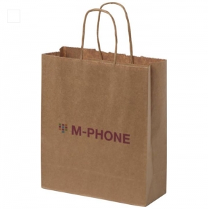 Saco de papel Kraft com al�as torcidas � 18 x 8 x 21 cm