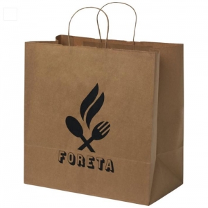 Saco de papel Kraft com al�as torcidas � 34 x 20 x 35 cm