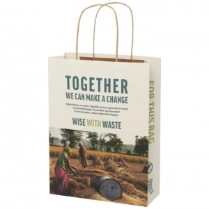 Saco de papel de res�duos agr�colas com al�as torcidas � 24 x 9 x 32 cm