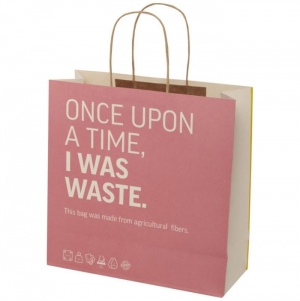Saco de papel de res�duos agr�colas com al�as torcidas � 31 x 12 x 31 cm