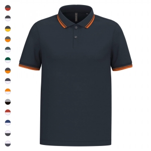 Polo de manga curta para homem com riscas em contraste