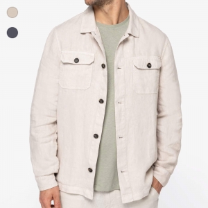 Sobrecamisa eco-respons�vel com aspecto lavado em linho de homem