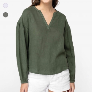 Blusa eco-respons�vel em linho de senhora