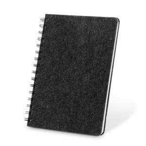 MISHIMA. Bloco de notas A5 de capa semi-dura em feltro reciclado (100% rPET) com argolas e p�ginas pautadas