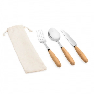BOULUD. Conjunto de 3 pe�as em madeira de ac�cia