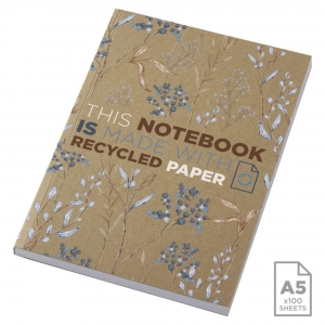 Bloco de notas Kraft A5 de capa mole reciclado - 100 folhas 'Novella Austen'