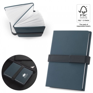 SANDERSON. Bloco de notas A5 em PU (50% reciclado) com dois blocos: p�ginas pautadas e p�ginas lisas