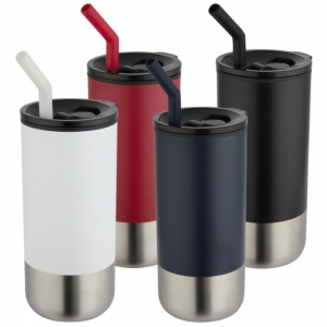 Copo isolado reciclado RCS de 480 ml com palhinha 'Grayson'