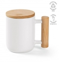 Caneca Douro Cer�mica, Tampa e Pega Bambu 380ml. Sublima��o