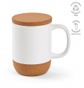 Caneca Ebro Cer�mica, Tampa e Base Corti�a 380ml. Sublima��o