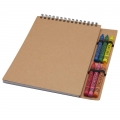 Bloco de notas de capa mole A5 com espiral e conjunto de l�pis de cera 'Doodle'