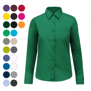 Camisa popeline poli�ster / algod�o de tratamento f�cil de senhora