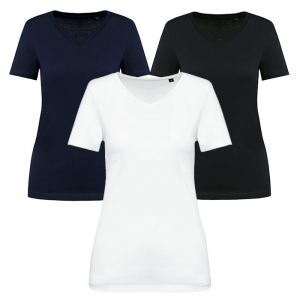 T-shirt Supima�  decote  V de manga curta de senhora